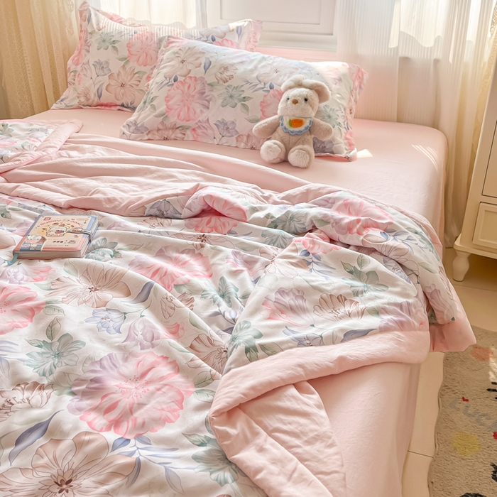 91家纺网 家纺一手货源 找家纺 梵克保罗 2025新款水洗棉超声波压花夏被被子被芯 春风十里