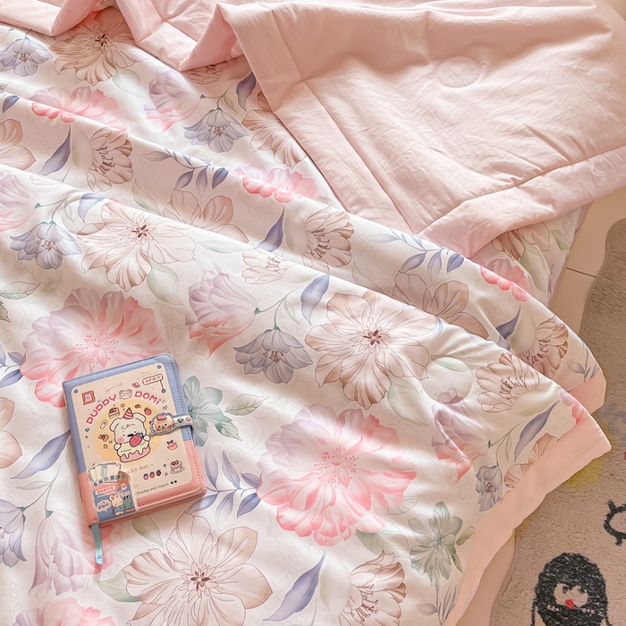 91家纺网 家纺一手货源 找家纺 梵克保罗 2025新款水洗棉超声波压花夏被被子被芯 春风十里