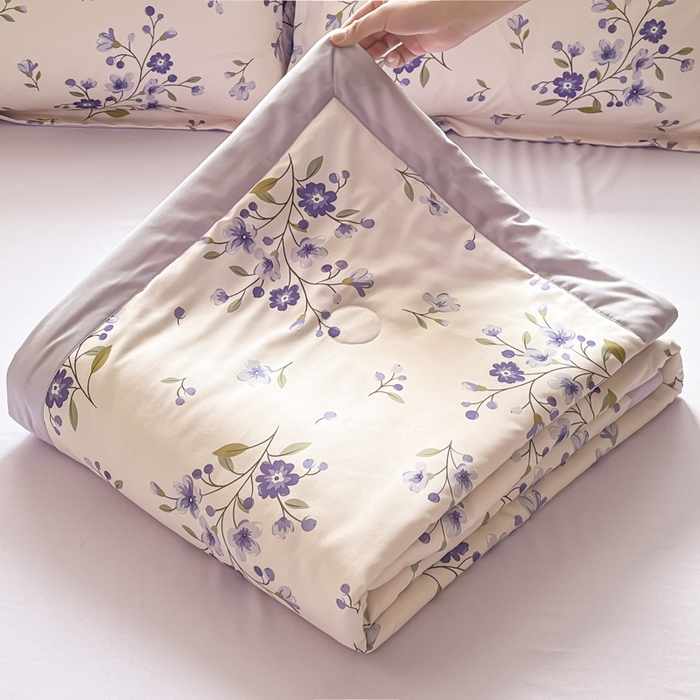 梵克保罗 2025新款水洗棉超声波压花夏被被子被芯 紫玉