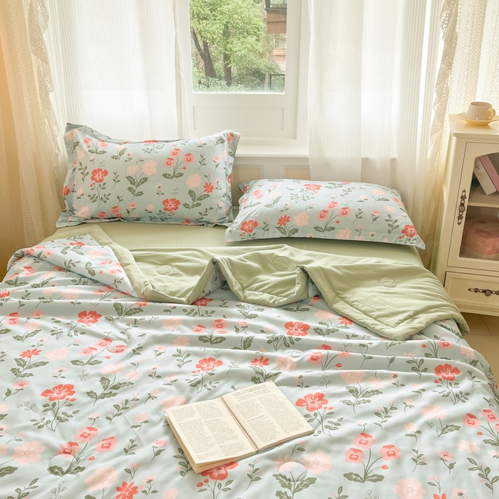 91家纺网 家纺一手货源 找家纺 梵克保罗 2025新款水洗棉超声波压花夏被被子被芯 花园秘密