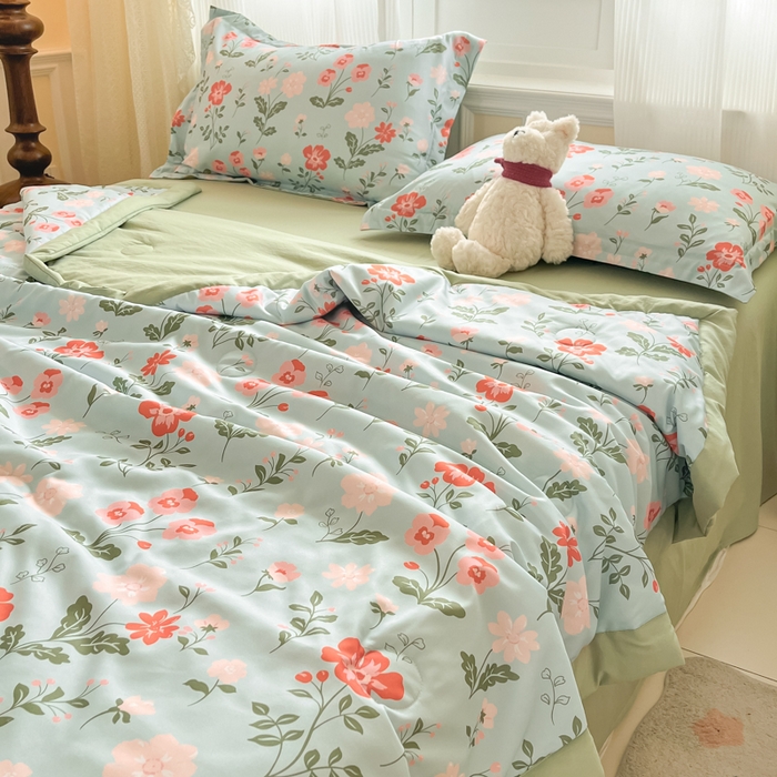 91家纺网 家纺一手货源 找家纺 梵克保罗 2025新款水洗棉超声波压花夏被被子被芯 花园秘密