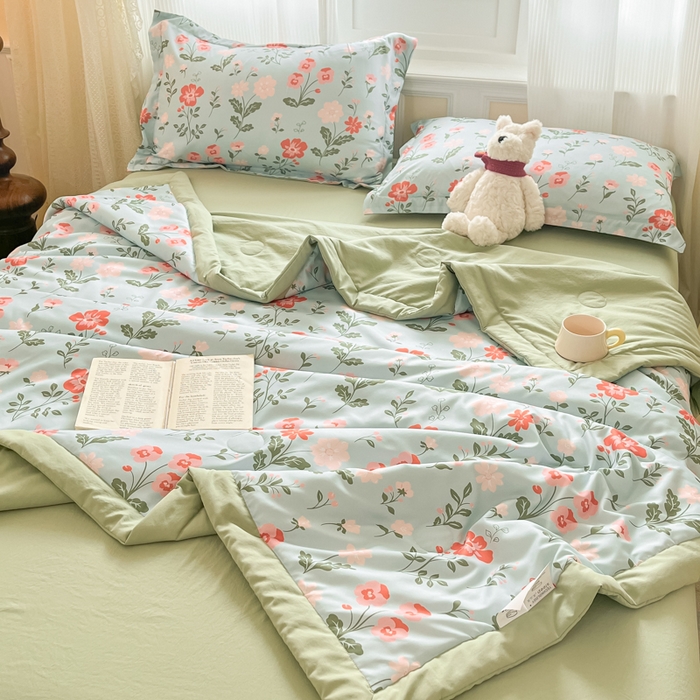 91家纺网 家纺一手货源 找家纺 梵克保罗 2025新款水洗棉超声波压花夏被被子被芯 花园秘密