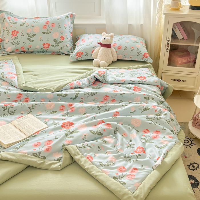 91家纺网 家纺一手货源 找家纺 梵克保罗 2025新款水洗棉超声波压花夏被被子被芯 花园秘密