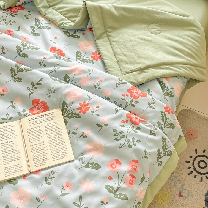 91家纺网 家纺一手货源 找家纺 梵克保罗 2025新款水洗棉超声波压花夏被被子被芯 花园秘密