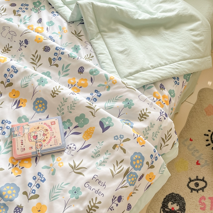 91家纺网 家纺一手货源 找家纺 梵克保罗 2025新款水洗棉超声波压花夏被被子被芯 陌上花开