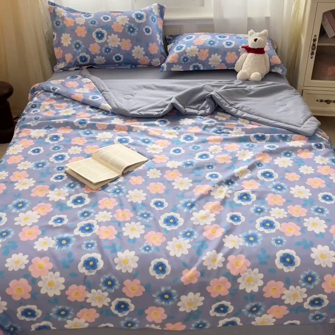 91家纺网 家纺一手货源 找家纺 梵克保罗 2025新款水洗棉超声波压花夏被被子被芯 安娜花园