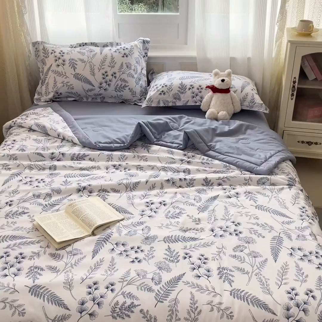 91家纺网 家纺一手货源 找家纺 梵克保罗 2025新款水洗棉超声波压花夏被被子被芯 花园情歌