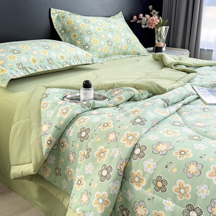 91家纺网 家纺一手货源 找家纺 梵克保罗 2025新款10A抗菌双层纱印花夏被系列 花开半夏