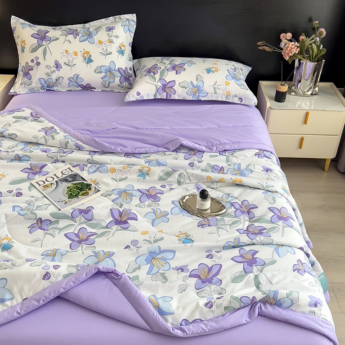 91家纺网 家纺一手货源 找家纺 梵克保罗 2025新款10A抗菌双层纱印花夏被系列 花仙子