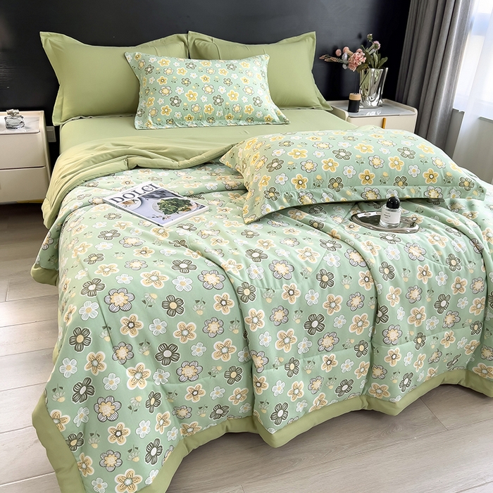 91家纺网 家纺一手货源 找家纺 梵克保罗 2025新款10A抗菌双层纱印花夏被系列 花开半夏