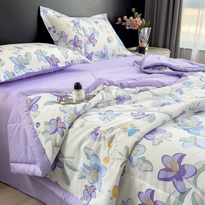 91家纺网 家纺一手货源 找家纺 梵克保罗 2025新款10A抗菌双层纱印花夏被系列 花仙子