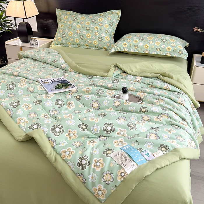 91家纺网 家纺一手货源 找家纺 梵克保罗 2025新款10A抗菌双层纱印花夏被系列 花开半夏