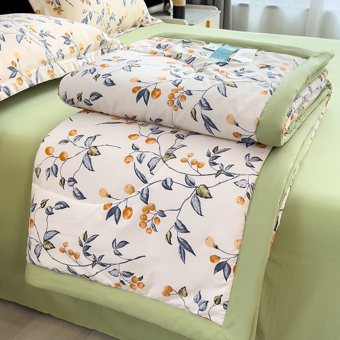 梵克保罗 2025新款10A抗菌双层纱印花夏被系列 金桔