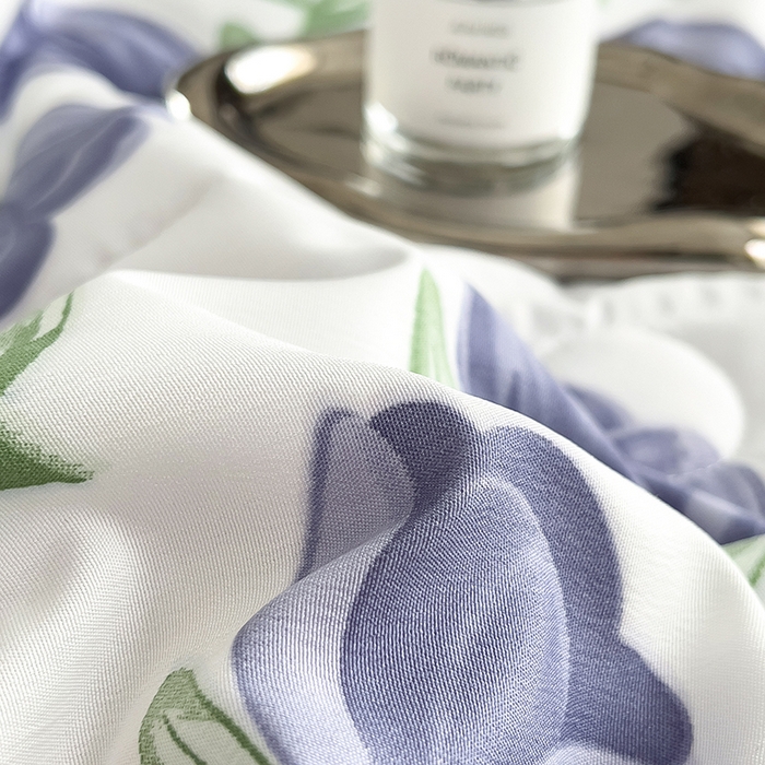 91家纺网 家纺一手货源 找家纺 梵克保罗 2025新款10A抗菌双层纱印花夏被系列 郁金紫