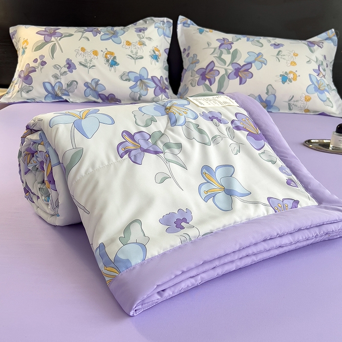 91家纺网 家纺一手货源 找家纺 梵克保罗 2025新款10A抗菌双层纱印花夏被系列 花仙子