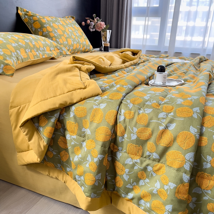 91家纺网 家纺一手货源 找家纺 梵克保罗 2025新款10A抗菌双层纱印花夏被系列 郁金香