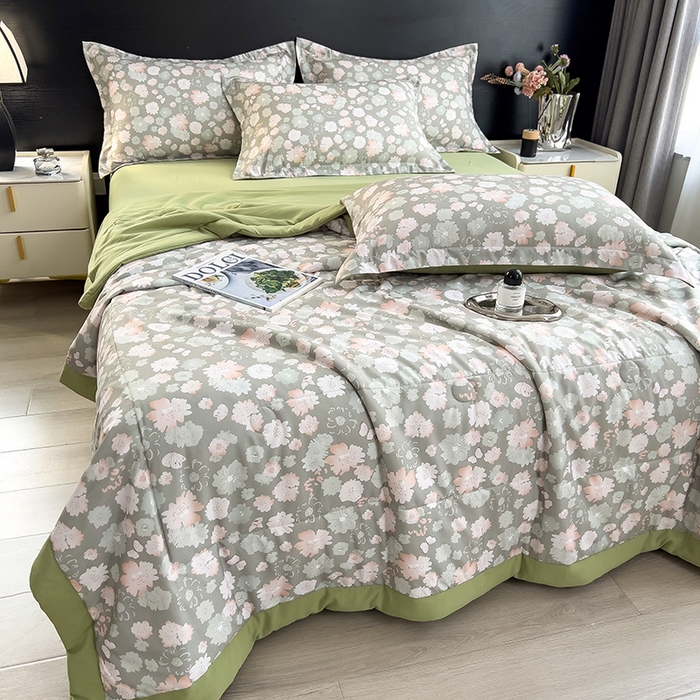 91家纺网 家纺一手货源 找家纺 梵克保罗 2025新款10A抗菌双层纱印花夏被系列 绿野庄园