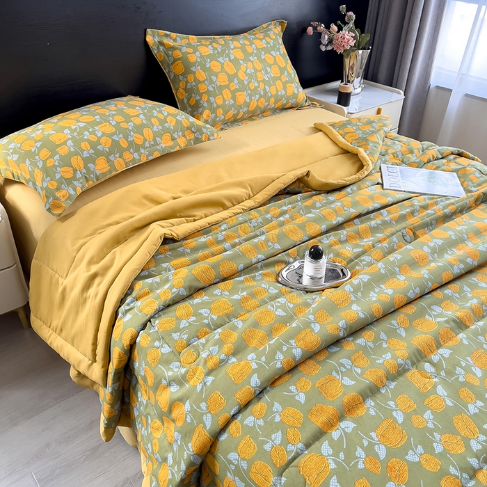 91家纺网 家纺一手货源 找家纺 梵克保罗 2025新款10A抗菌双层纱印花夏被系列 郁金香