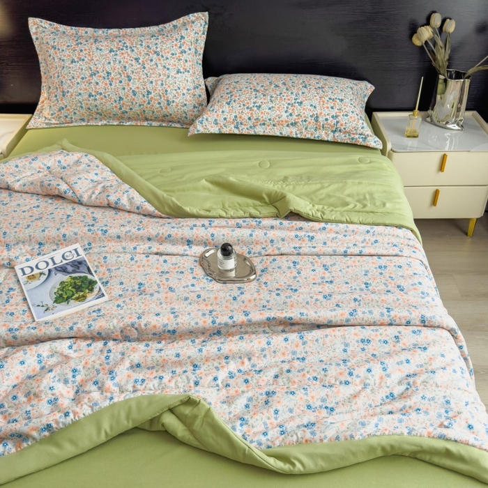 91家纺网 家纺一手货源 找家纺 梵克保罗 2025新款10A抗菌双层纱印花夏被系列 朝花夕拾