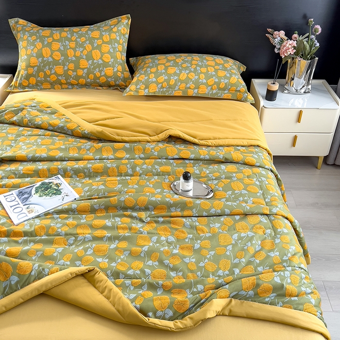 91家纺网 家纺一手货源 找家纺 梵克保罗 2025新款10A抗菌双层纱印花夏被系列 郁金香