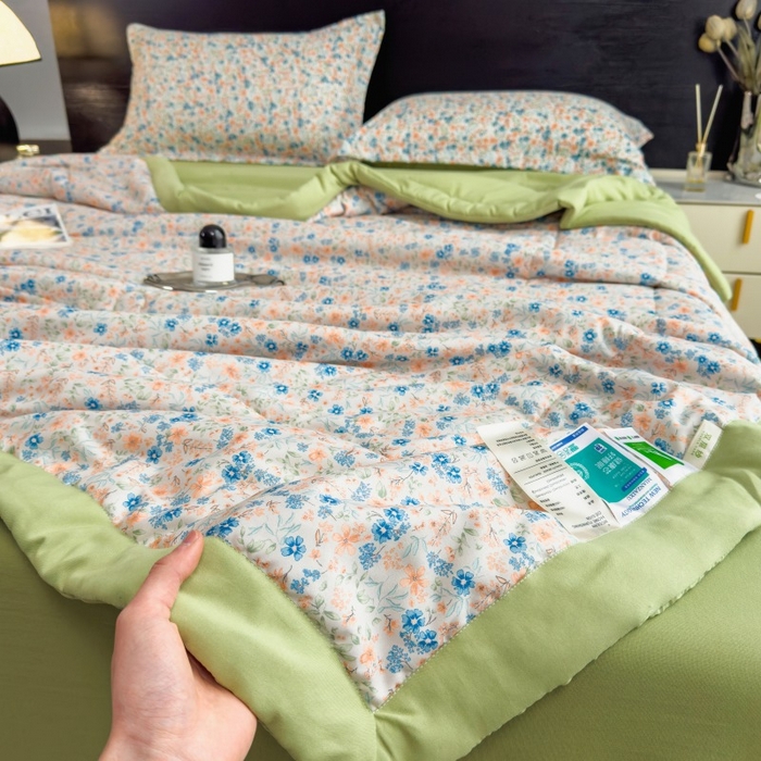 91家纺网 家纺一手货源 找家纺 梵克保罗 2025新款10A抗菌双层纱印花夏被系列 朝花夕拾