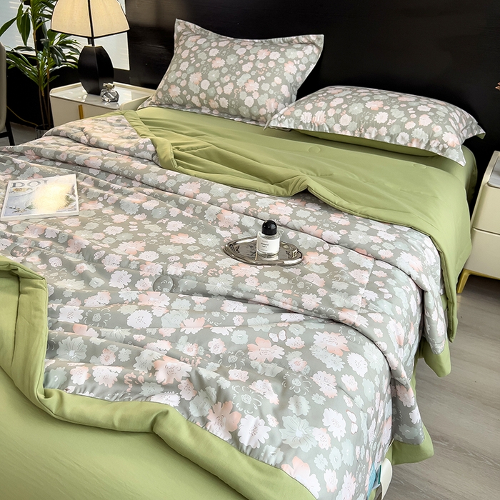 91家纺网 家纺一手货源 找家纺 梵克保罗 2025新款10A抗菌双层纱印花夏被系列 绿野庄园