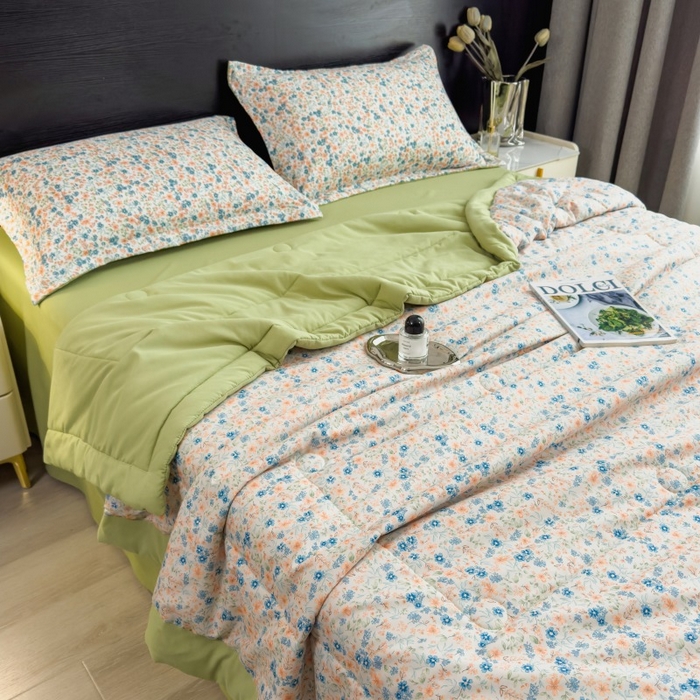 91家纺网 家纺一手货源 找家纺 梵克保罗 2025新款10A抗菌双层纱印花夏被系列 朝花夕拾