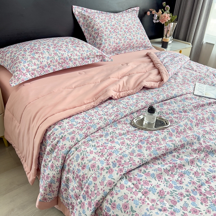 91家纺网 家纺一手货源 找家纺 梵克保罗 2025新款10A抗菌双层纱印花夏被系列 紫苑