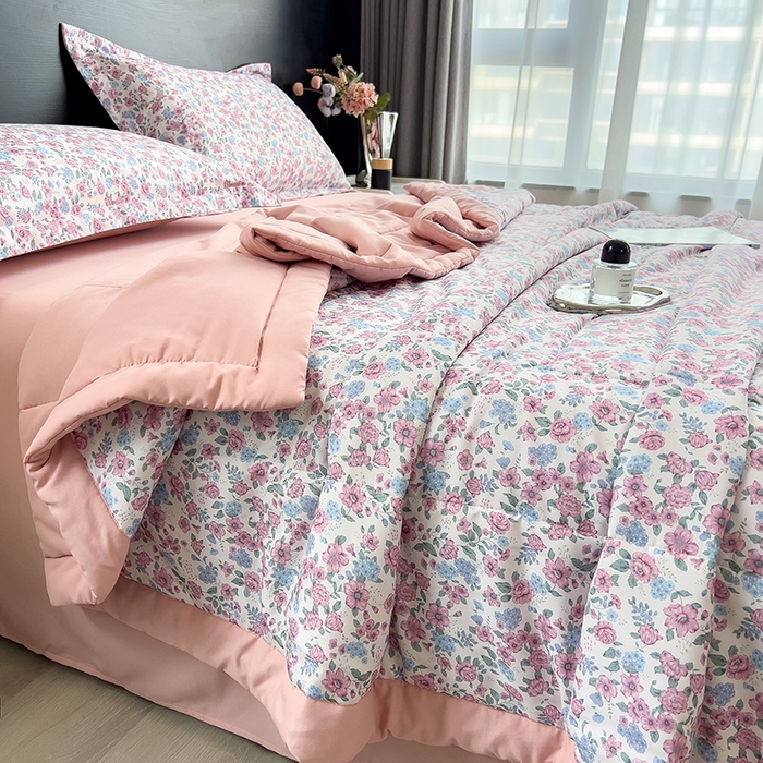 91家纺网 家纺一手货源 找家纺 梵克保罗 2025新款10A抗菌双层纱印花夏被系列 紫苑