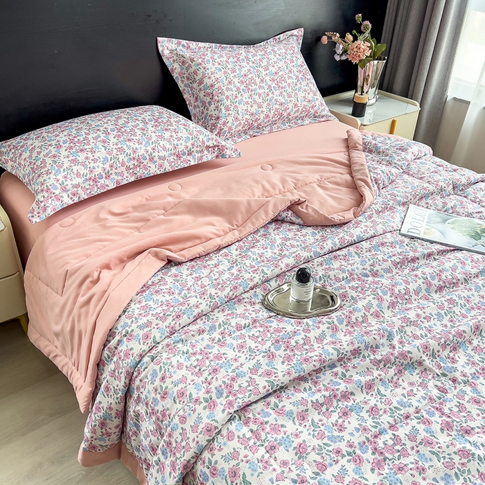 91家纺网 家纺一手货源 找家纺 梵克保罗 2025新款10A抗菌双层纱印花夏被系列 紫苑