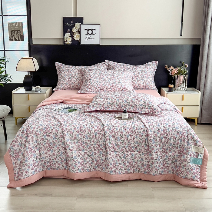 91家纺网 家纺一手货源 找家纺 梵克保罗 2025新款10A抗菌双层纱印花夏被系列 紫苑