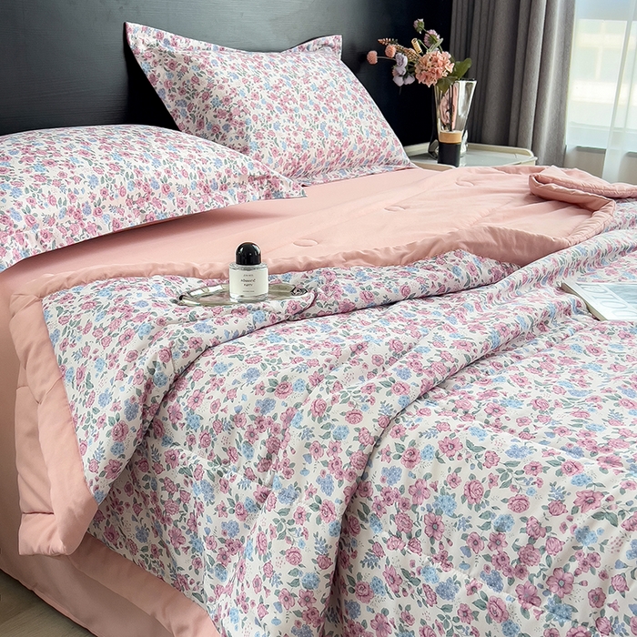 91家纺网 家纺一手货源 找家纺 梵克保罗 2025新款10A抗菌双层纱印花夏被系列 紫苑