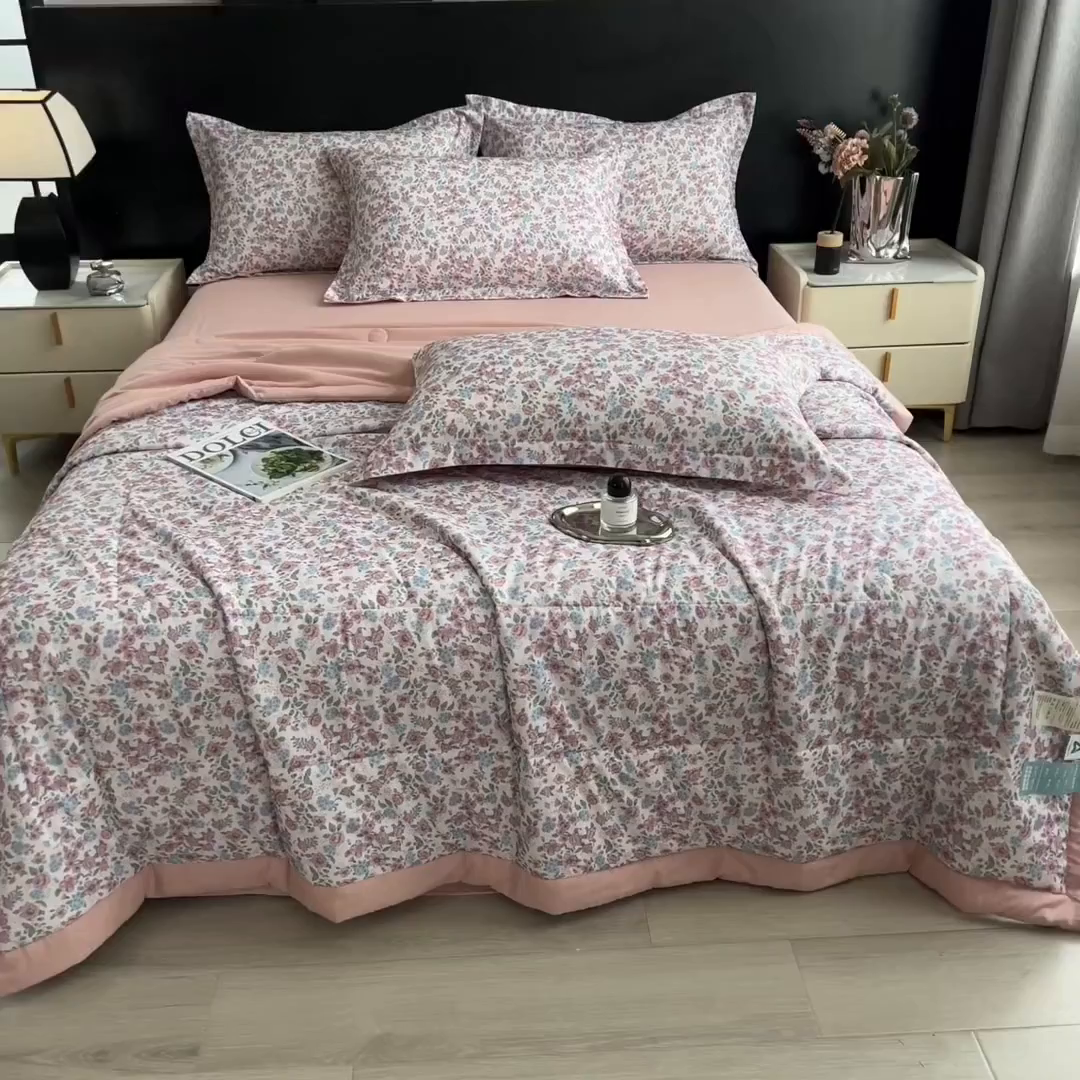 91家纺网 家纺一手货源 找家纺 梵克保罗 2025新款10A抗菌双层纱印花夏被系列 紫苑