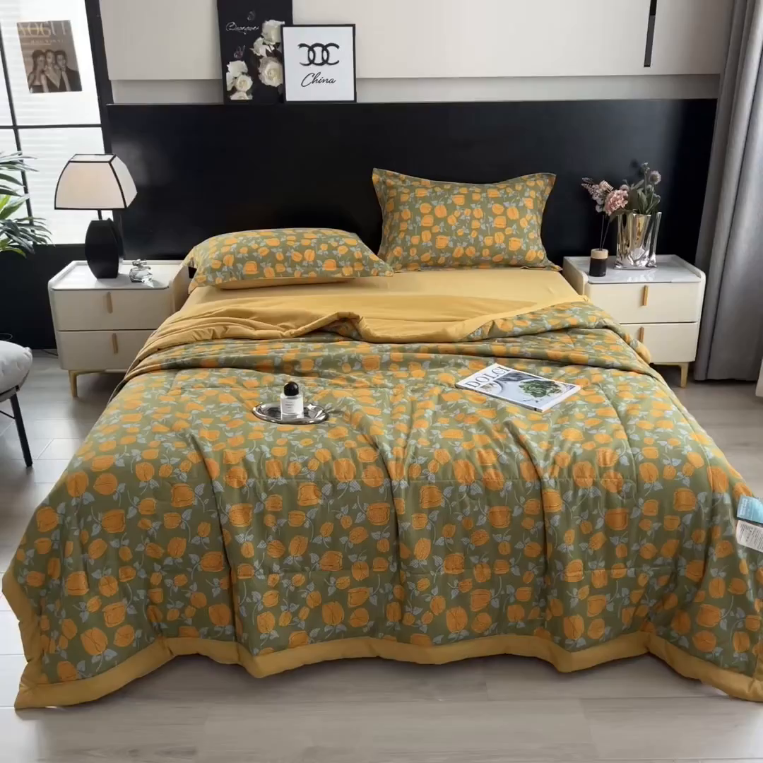 91家纺网 家纺一手货源 找家纺 梵克保罗 2025新款10A抗菌双层纱印花夏被系列 郁金香