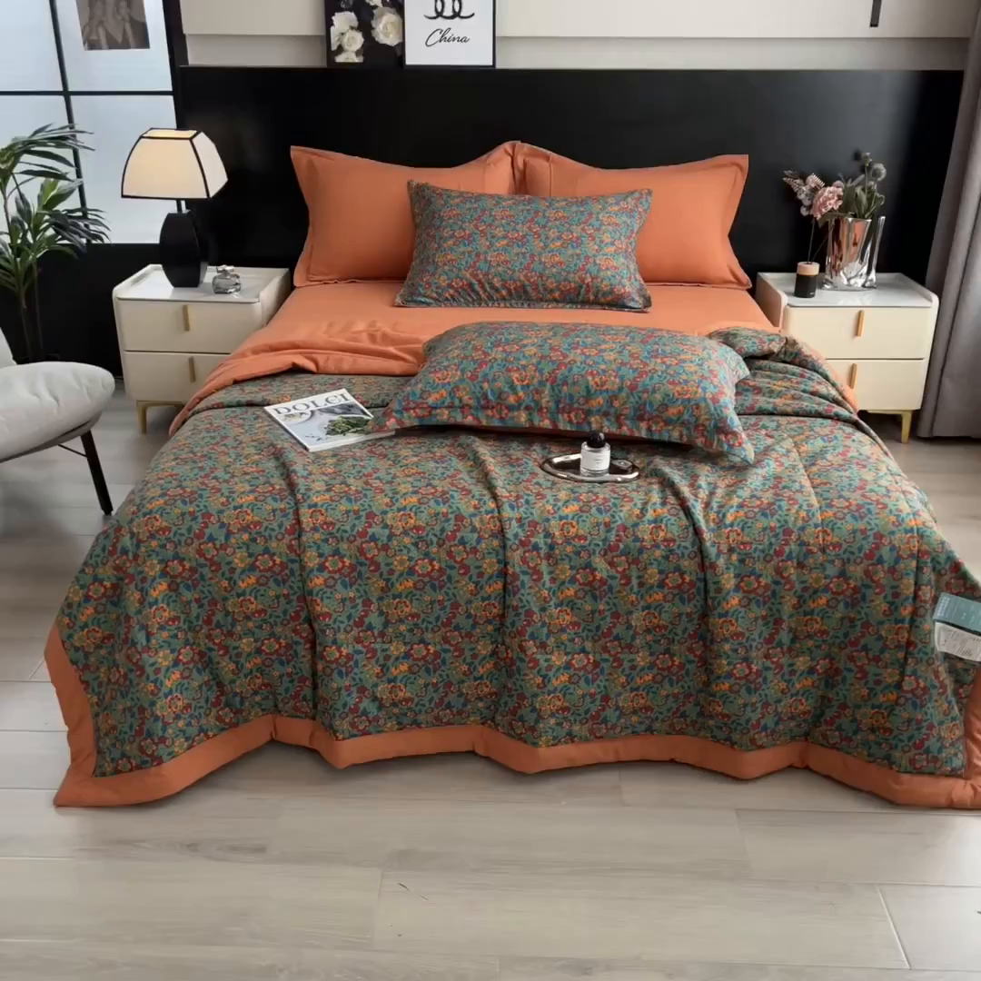 91家纺网 家纺一手货源 找家纺 （总）梵克保罗 2025新款10A抗菌双层纱印花夏被系列