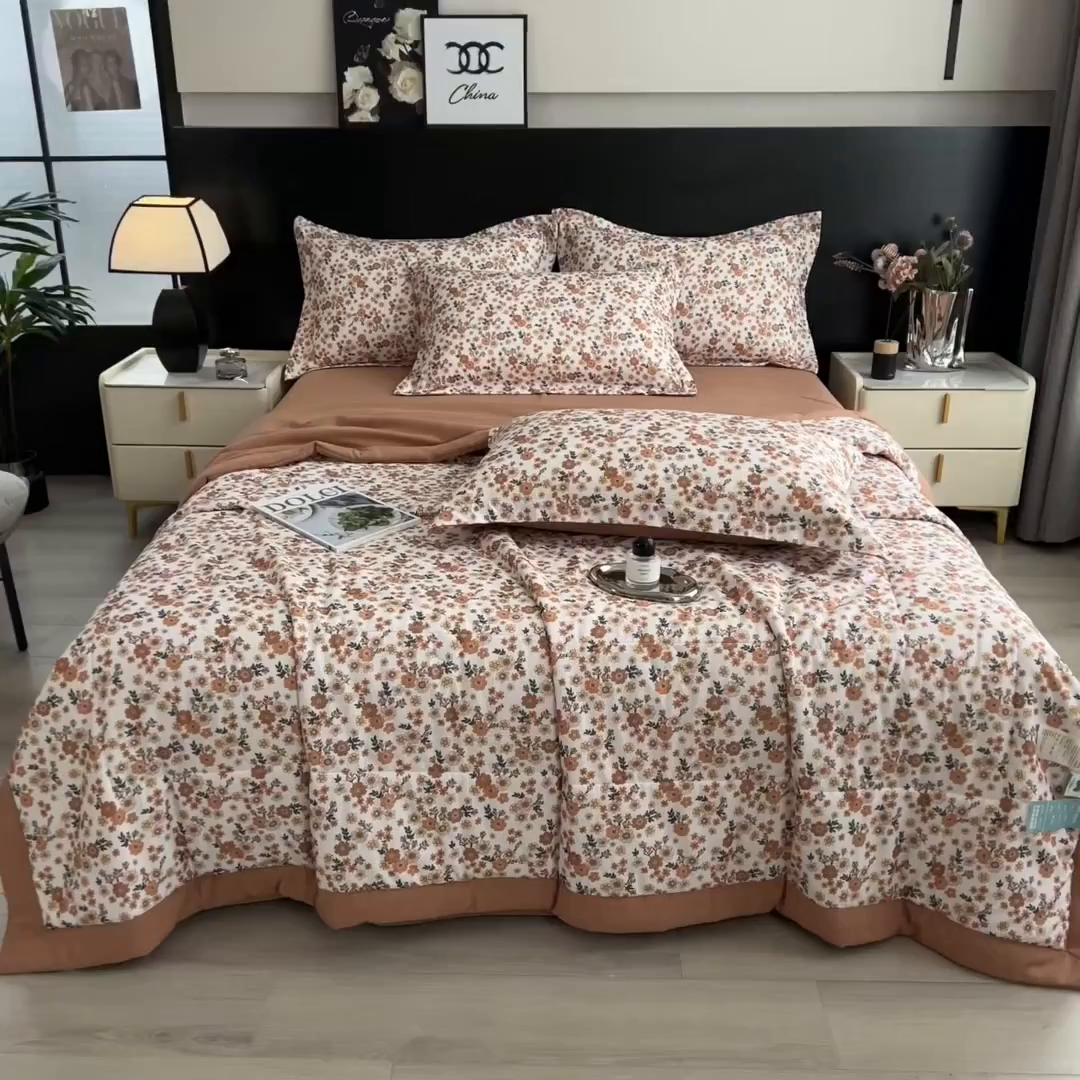 91家纺网 家纺一手货源 找家纺 梵克保罗 2025新款10A抗菌双层纱印花夏被系列 小雏菊