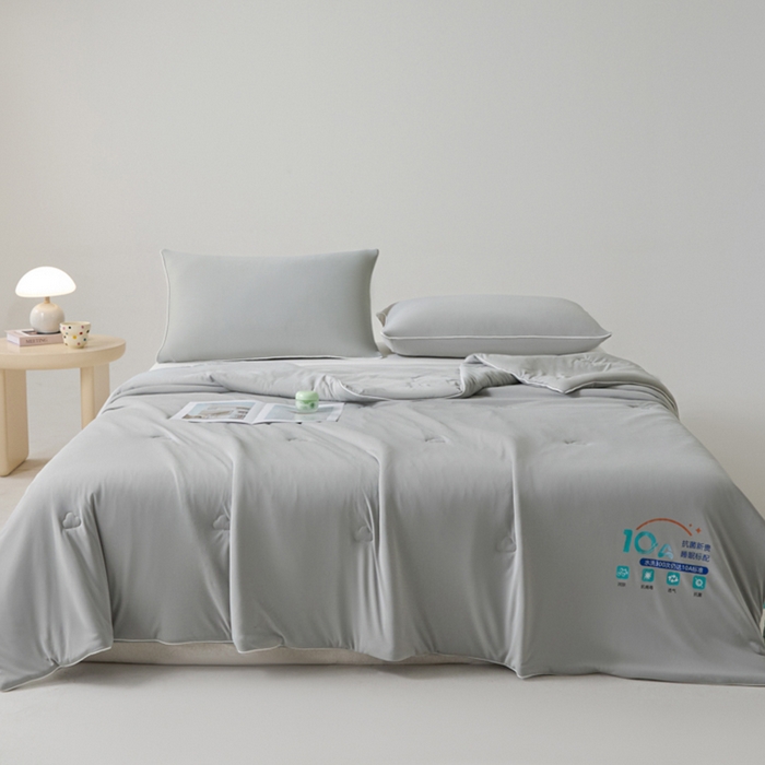 91家纺网 家纺一手货源 找家纺 梵克保罗 2025新款10A抗菌凉感丝夏被 暮光云灰