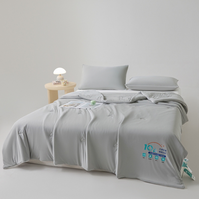 91家纺网 家纺一手货源 找家纺 梵克保罗 2025新款10A抗菌凉感丝夏被 暮光云灰