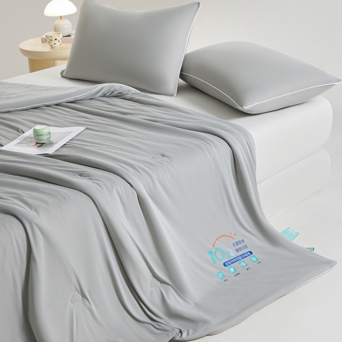 91家纺网 家纺一手货源 找家纺 梵克保罗 2025新款10A抗菌凉感丝夏被 暮光云灰