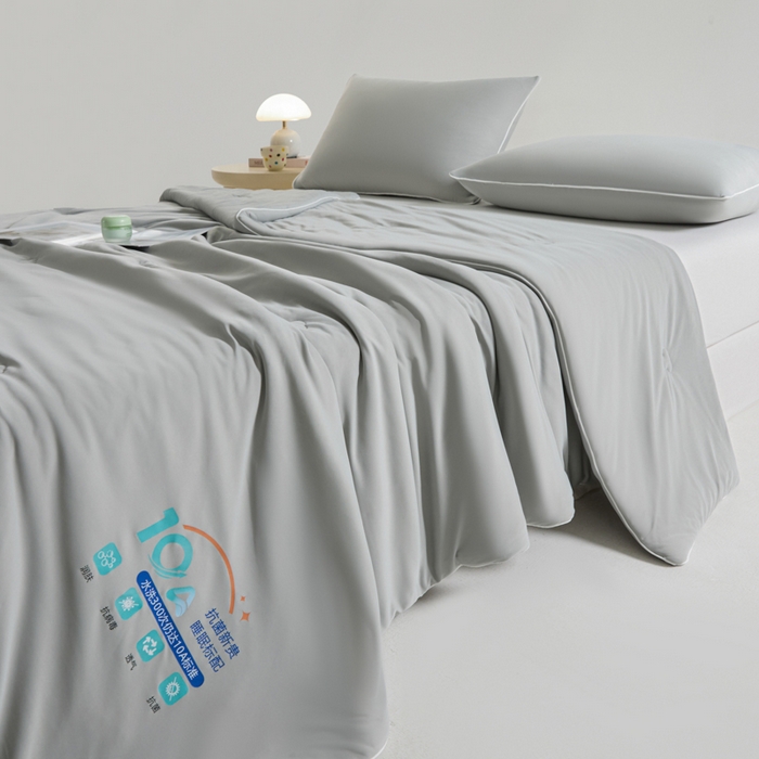 91家纺网 家纺一手货源 找家纺 梵克保罗 2025新款10A抗菌凉感丝夏被 暮光云灰