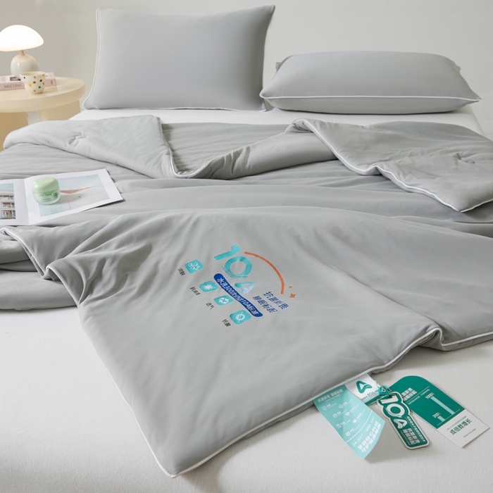 91家纺网 家纺一手货源 找家纺 梵克保罗 2025新款10A抗菌凉感丝夏被 暮光云灰