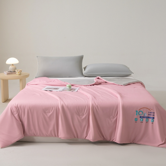 91家纺网 家纺一手货源 找家纺 梵克保罗 2025新款10A抗菌凉感丝夏被 桃桃云灰