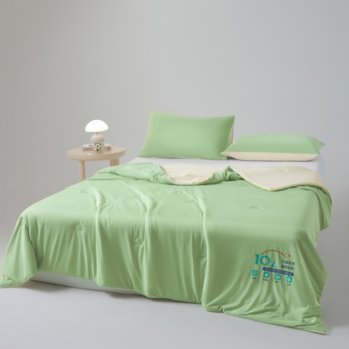 91家纺网 家纺一手货源 找家纺 梵克保罗 2025新款10A抗菌凉感丝夏被 绿豆冰冰