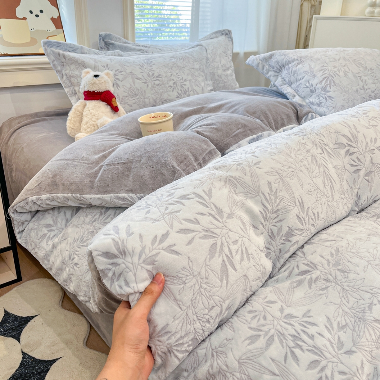 （总）慕尚家纺 2025新款双色立体雕花牛奶绒单被套