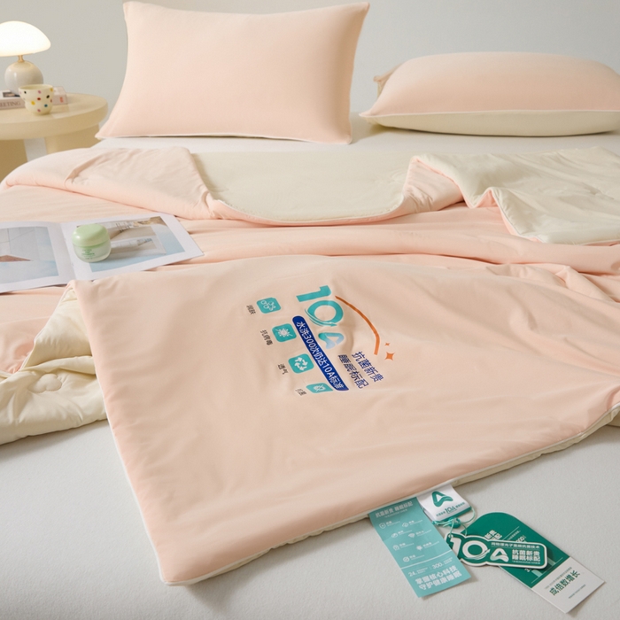 91家纺网 家纺一手货源 找家纺 梵克保罗 2025新款10A抗菌凉感丝夏被 山茶粉粉