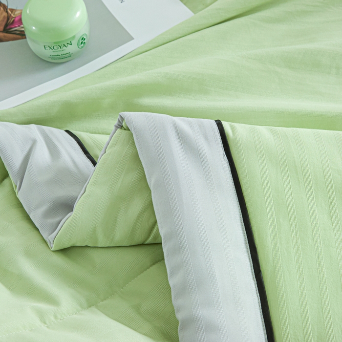 91家纺网 家纺一手货源 找家纺 梵克保罗 2025款10A抗菌华夫条提花夏被 青绿