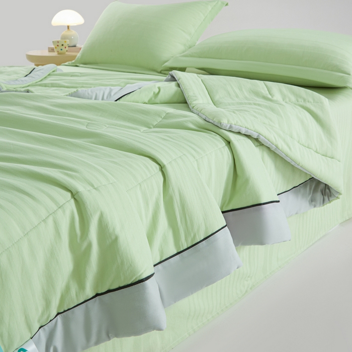 91家纺网 家纺一手货源 找家纺 梵克保罗 2025款10A抗菌华夫条提花夏被 青绿