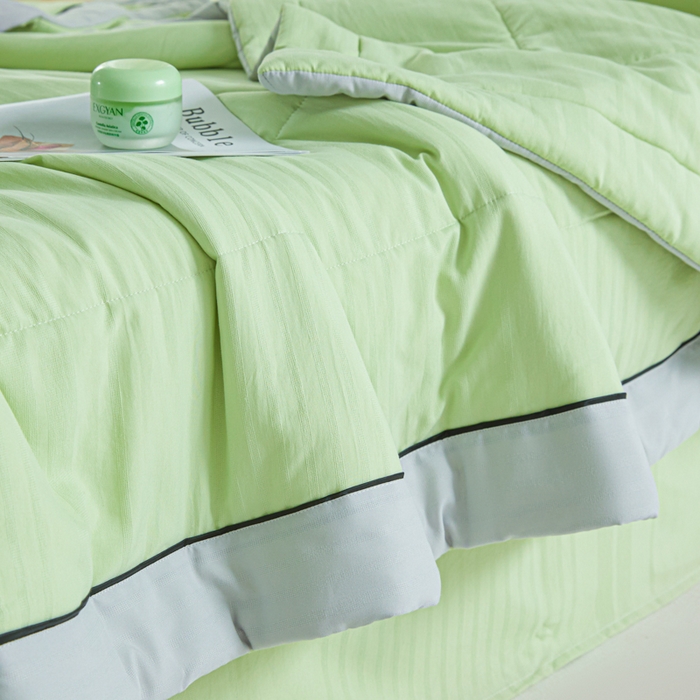 91家纺网 家纺一手货源 找家纺 梵克保罗 2025款10A抗菌华夫条提花夏被 青绿