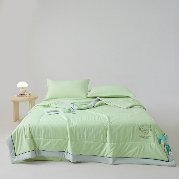 91家纺网 家纺一手货源 找家纺 梵克保罗 2025款10A抗菌华夫条提花夏被 青绿