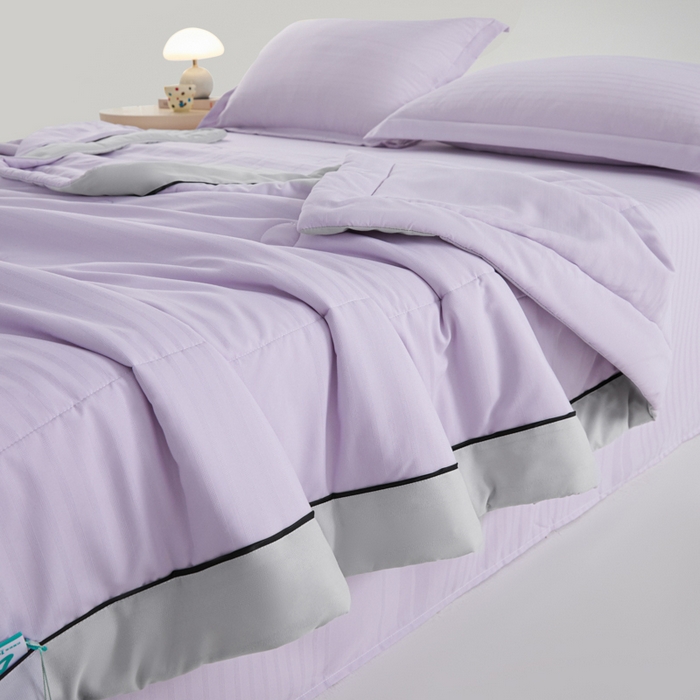 91家纺网 家纺一手货源 找家纺 梵克保罗 2025款10A抗菌华夫条提花夏被 香紫